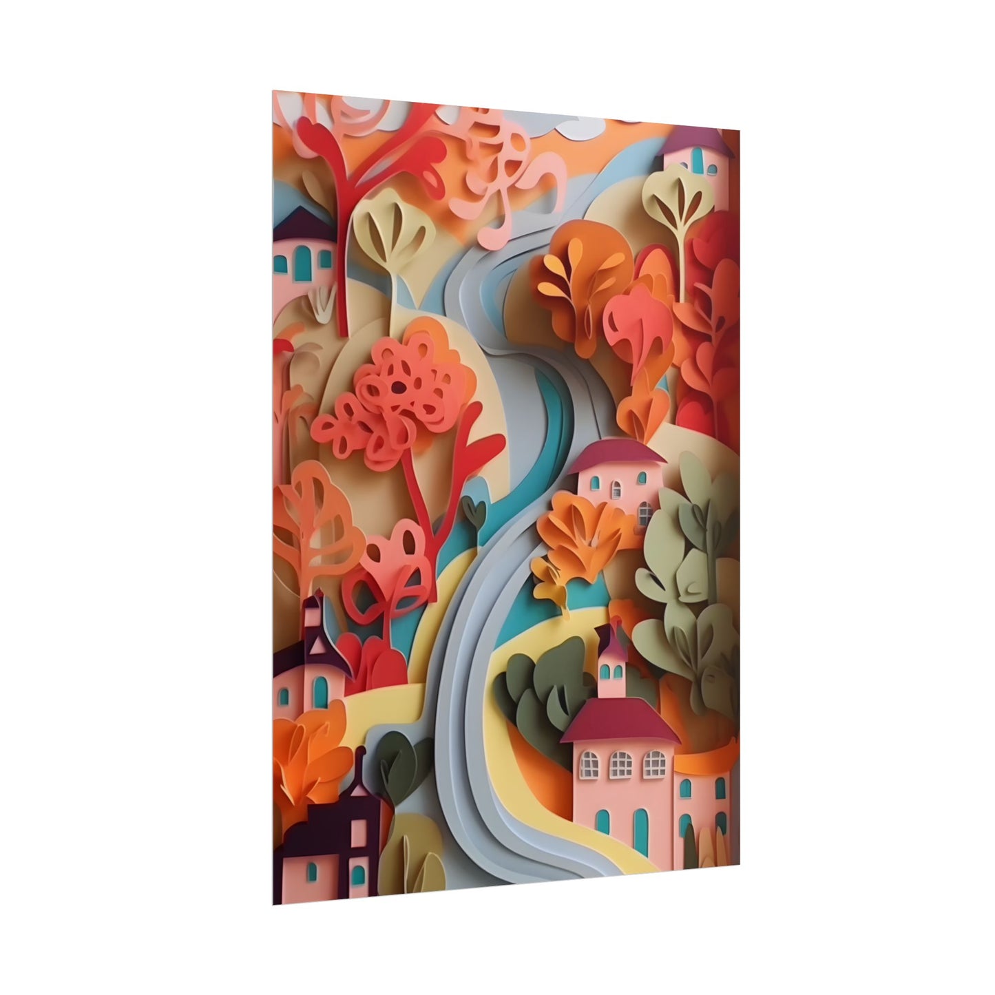 Intricate European Landscape: Paper Quilling Artwork - Poster