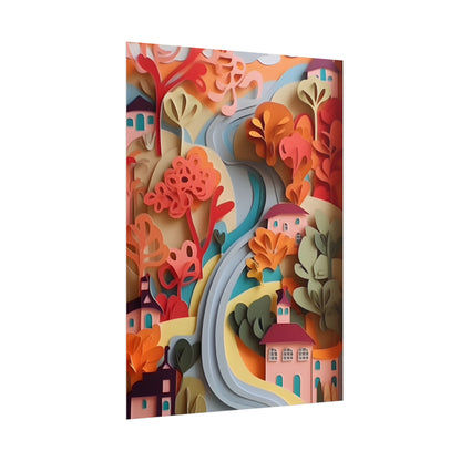 Intricate European Landscape: Paper Quilling Artwork - Poster