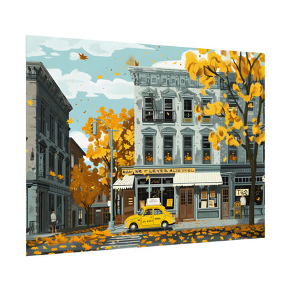 Whimsical Yellow Building: Ornate Illustration Artwork - Poster