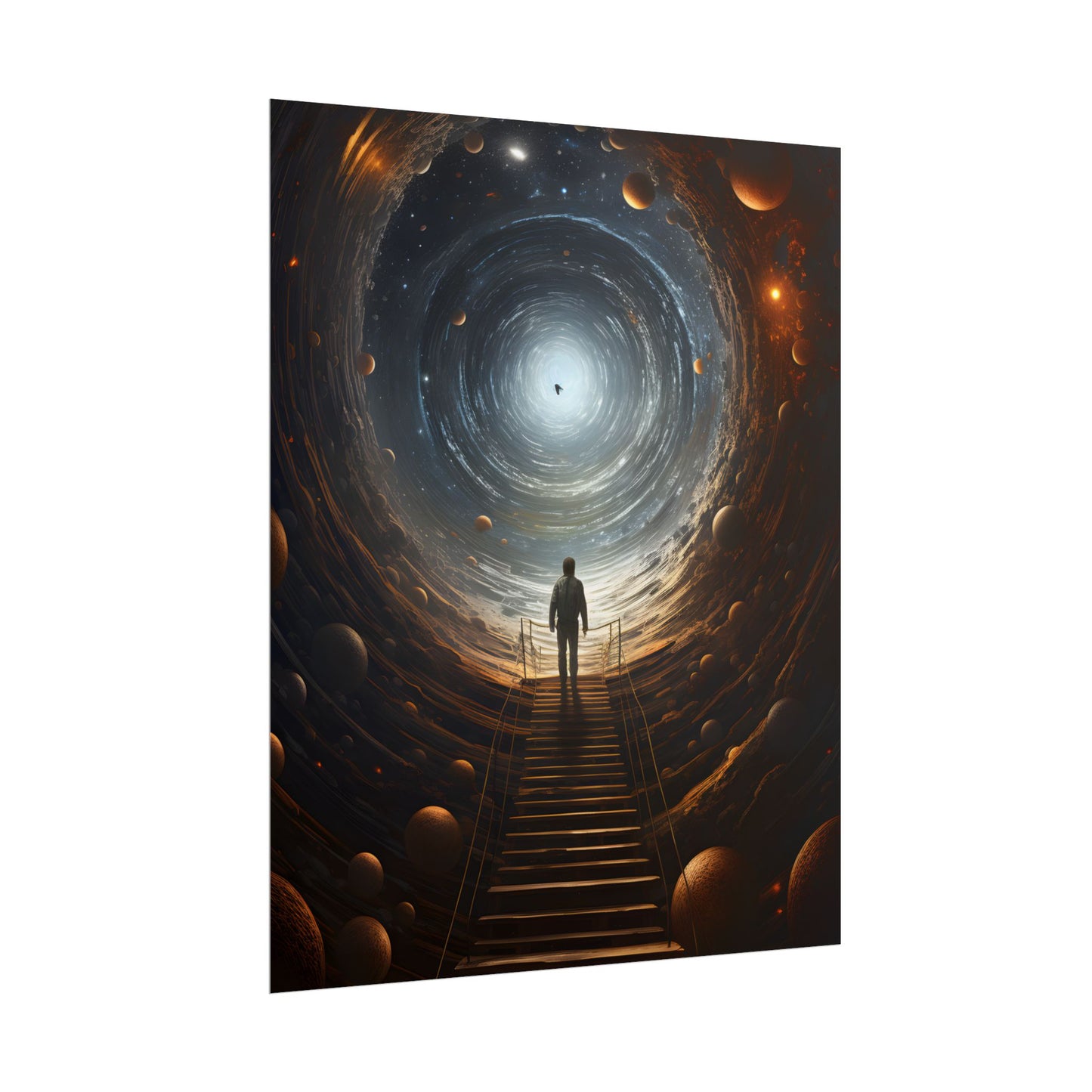 Space-Time Explorer: Intrepid Journey in Black and White - Poster