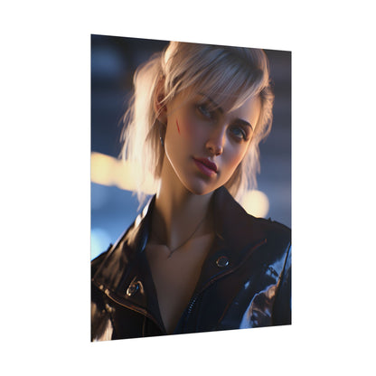 Cyberpunk Teenage Girl: Blonde Digital Art - Poster