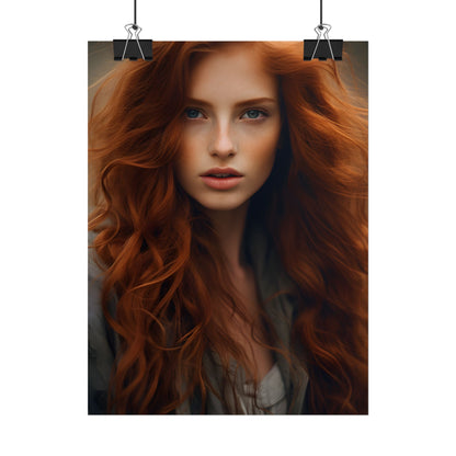 Gorgeous Redhead Woman: Natural Beauty Artwork - Poster