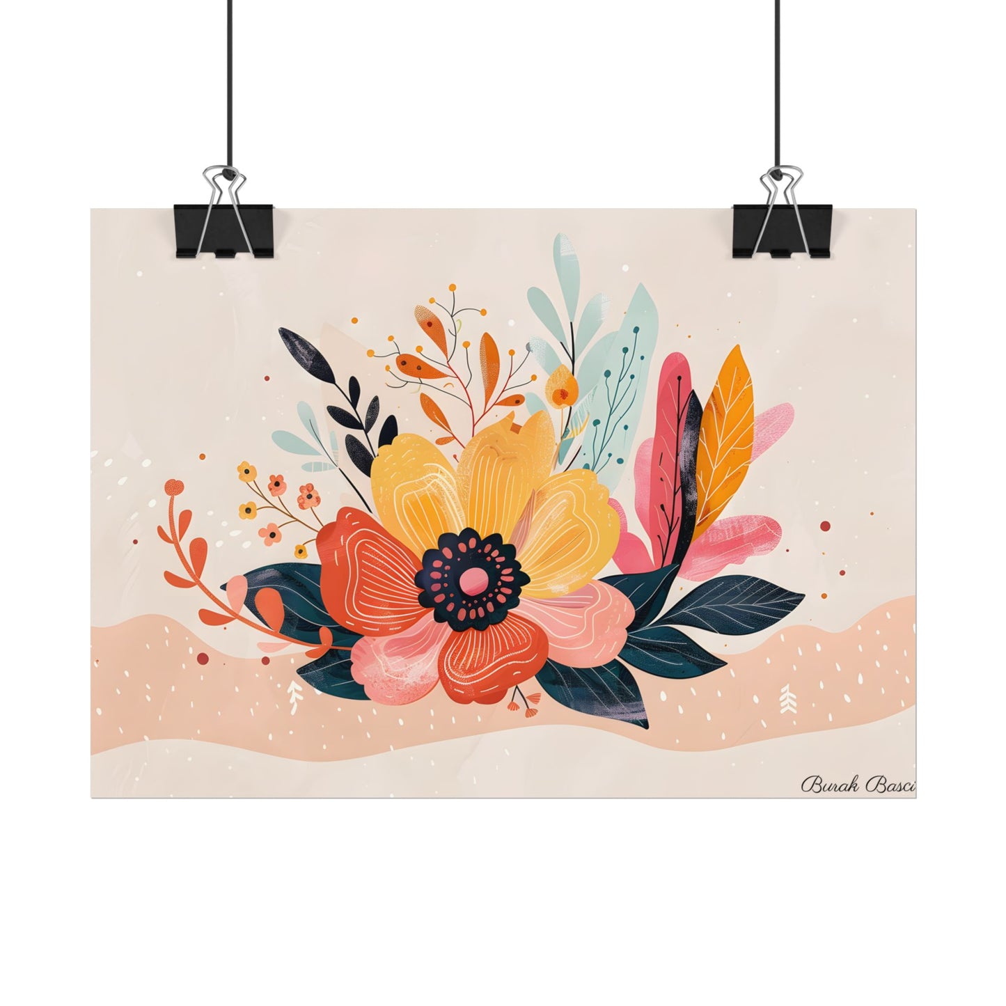 Blooming Growth: Vibrant Flower Artwork - Poster