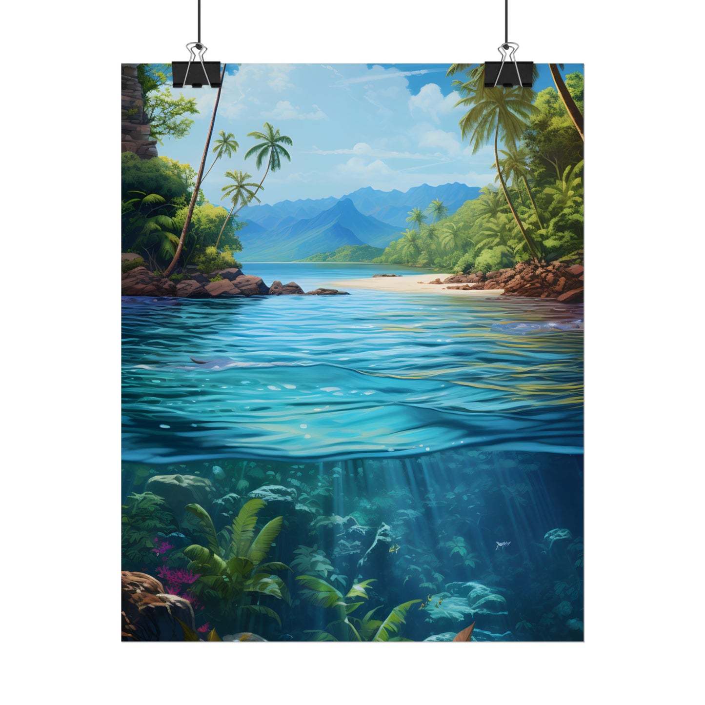 Tropical Island Oasis: Tranquil Tropical Landscape Art - Poster