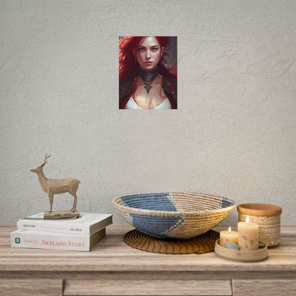 Red Hair Beauty: Elegant Woman in Black - Poster