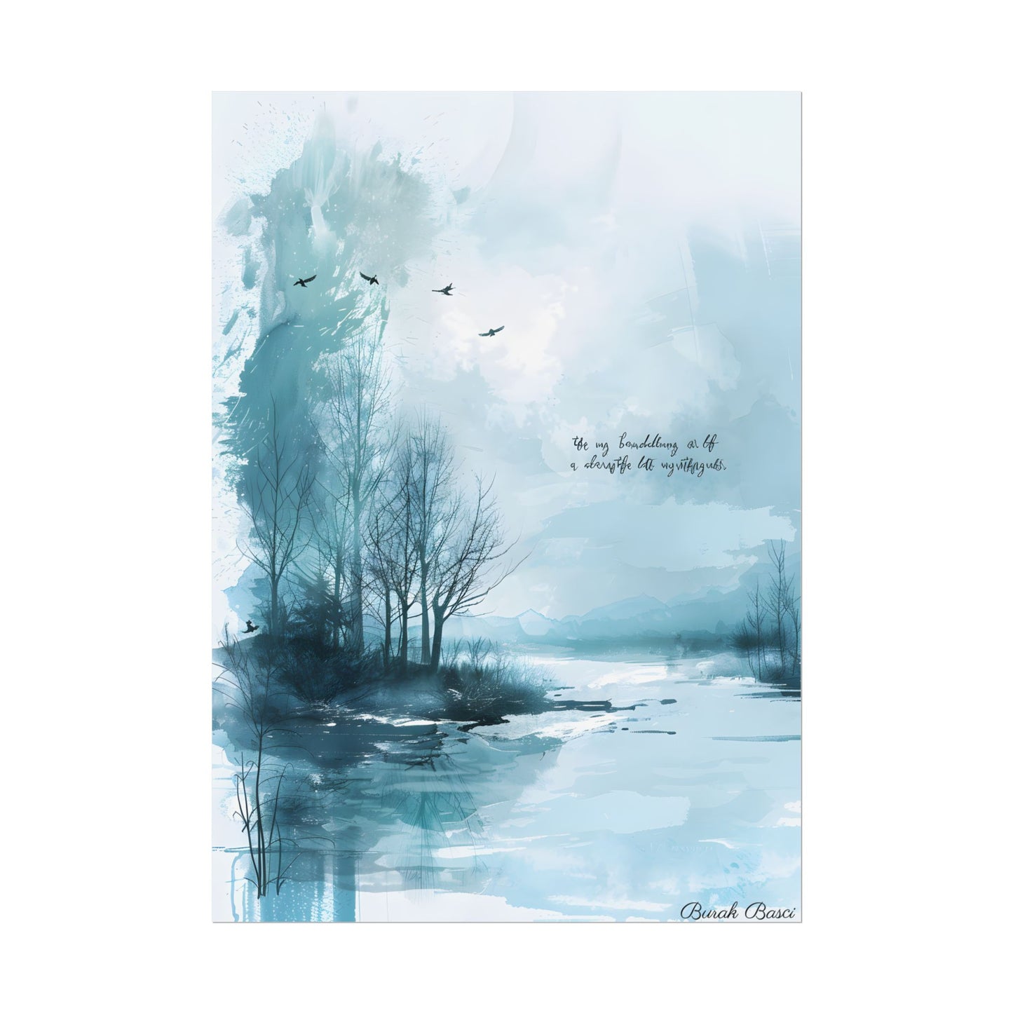 Serene Landscape: A Peaceful Nature Scene with Inspirational Quote - Poster