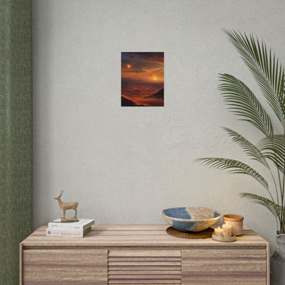 Peaceful Tatooine Sunset: Barren Desert Landscape - Poster