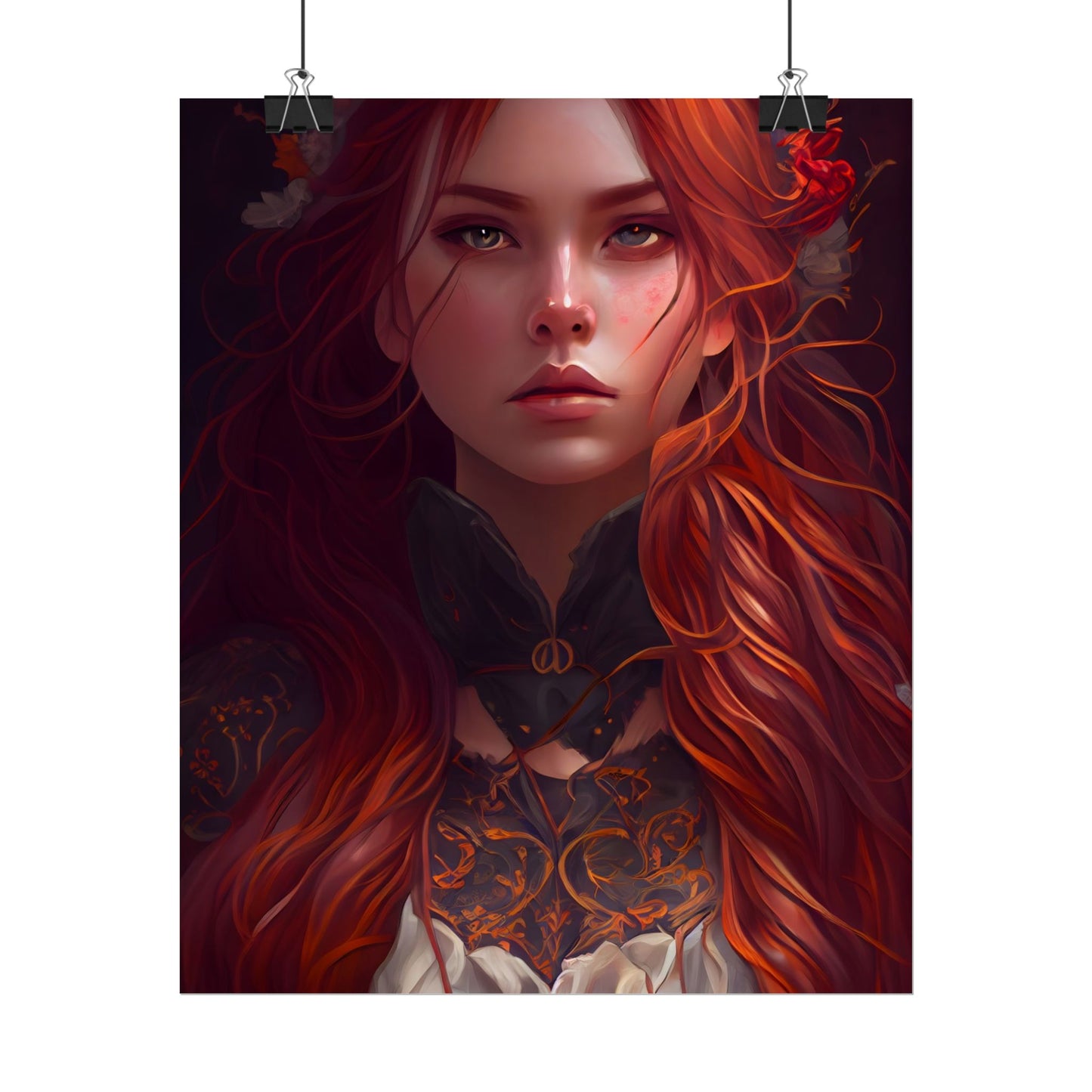 Redhead Female Portrait in a Dress - Poster