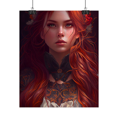 Redhead Female Portrait in a Dress - Poster