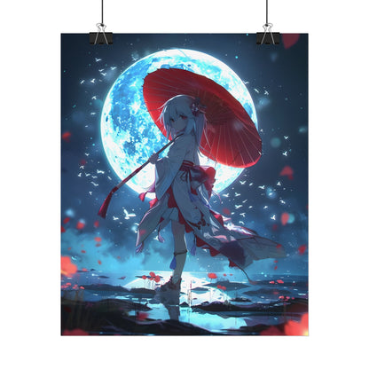 Cute Anime Girl with Umbrella: Rainy Day Art - Poster