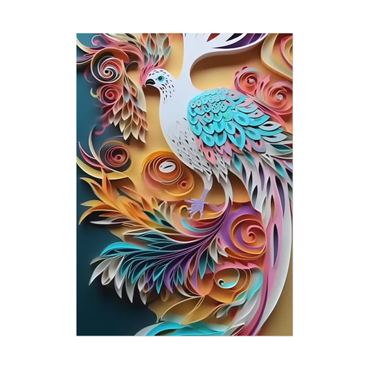 Vibrant Beach Paradise: Paper Quilling Artwork - Poster