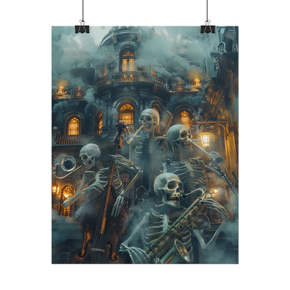 Victorian Lowbrow Skeleton Jazz Band: Dark Artwork - Poster