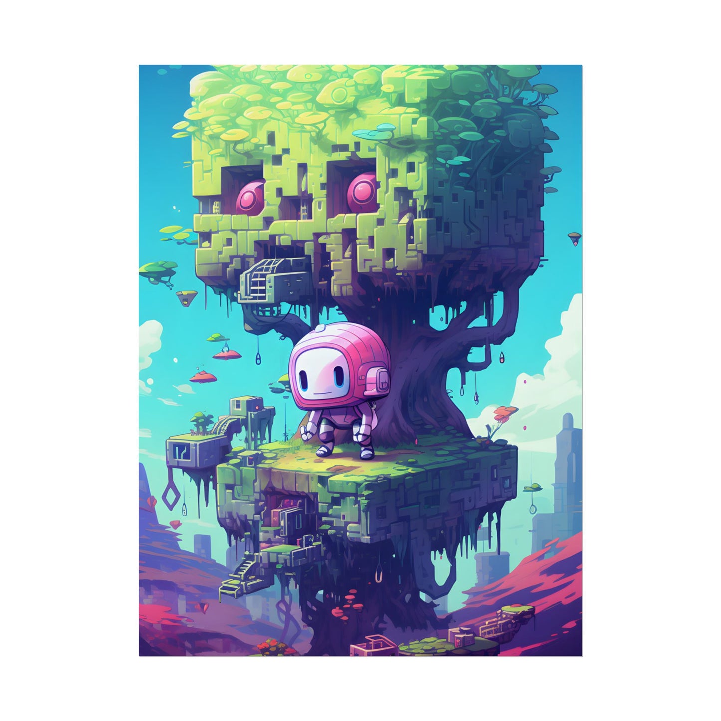 Futuristic Pixel Art: Cyber-Pet Adventure - Poster