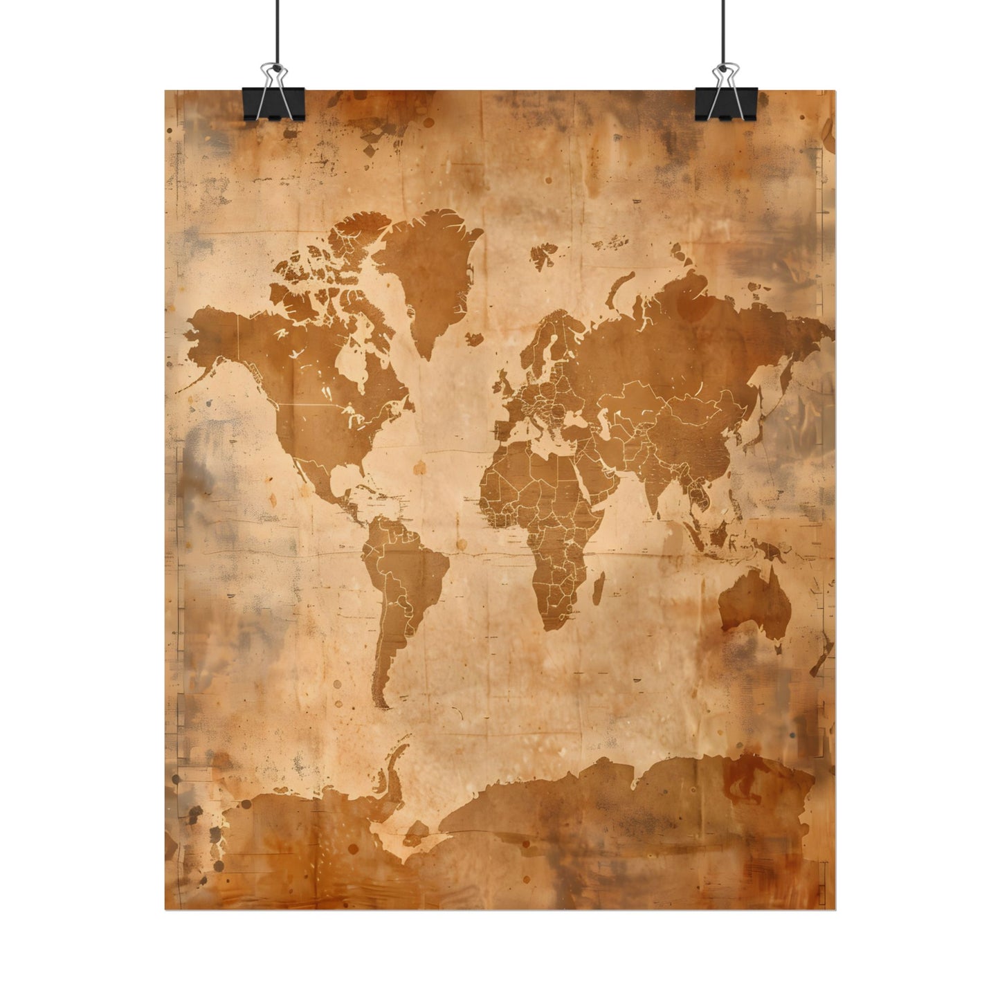Vintage World Map: Artistic Cartography on Canvas - Poster