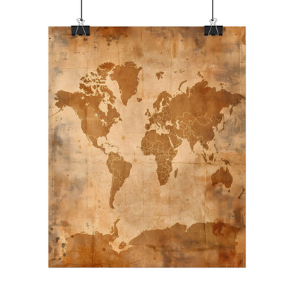 Vintage World Map: Artistic Cartography on Canvas - Poster