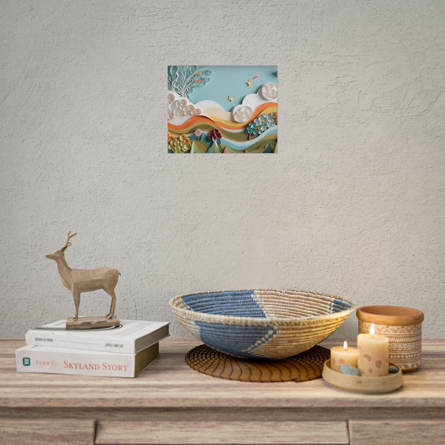 Peaceful Beach Serenade: Paper Quilling Art - Poster