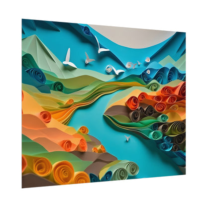 Magical Beach Paradise: Peaceful Paper Quilling Art - Poster