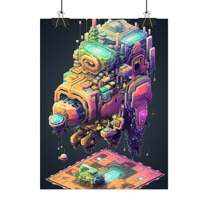 Pixel Punk Pets: Digital Artwork of Cyber-Pets in Pixelated World - Poster