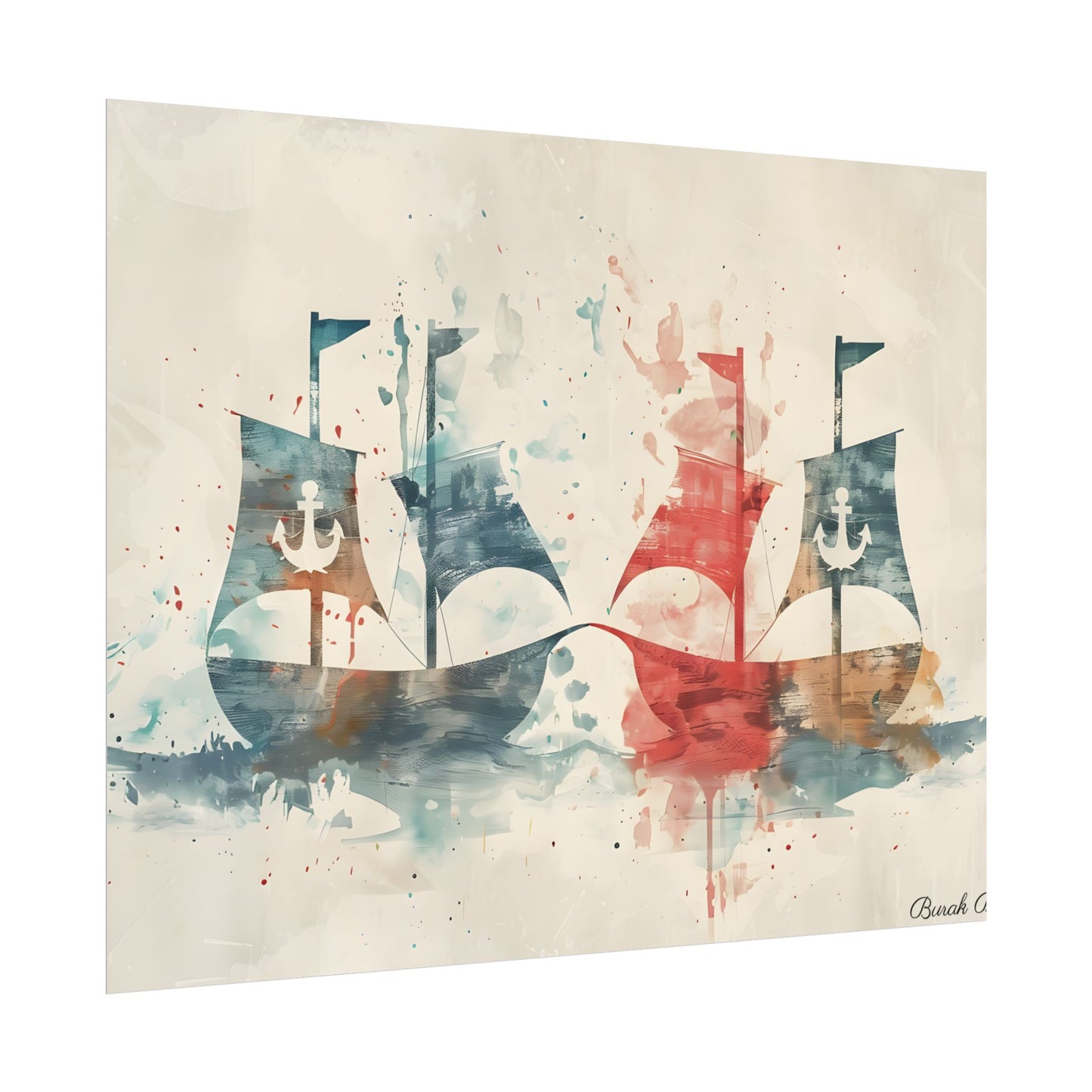 Vintage Nautical Flags: Antique Maritime Heraldry Illustration - Poster