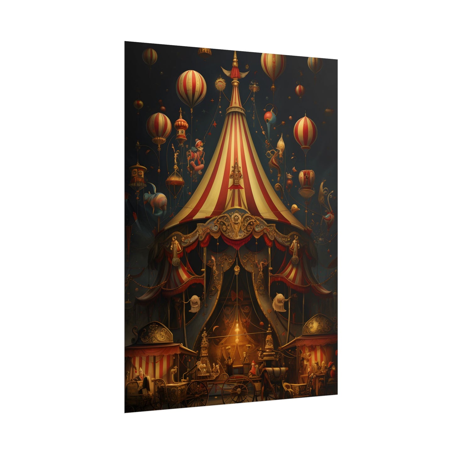 Whimsical Clockwork Circus: Fantastical Art with Vibrant Details - Poster