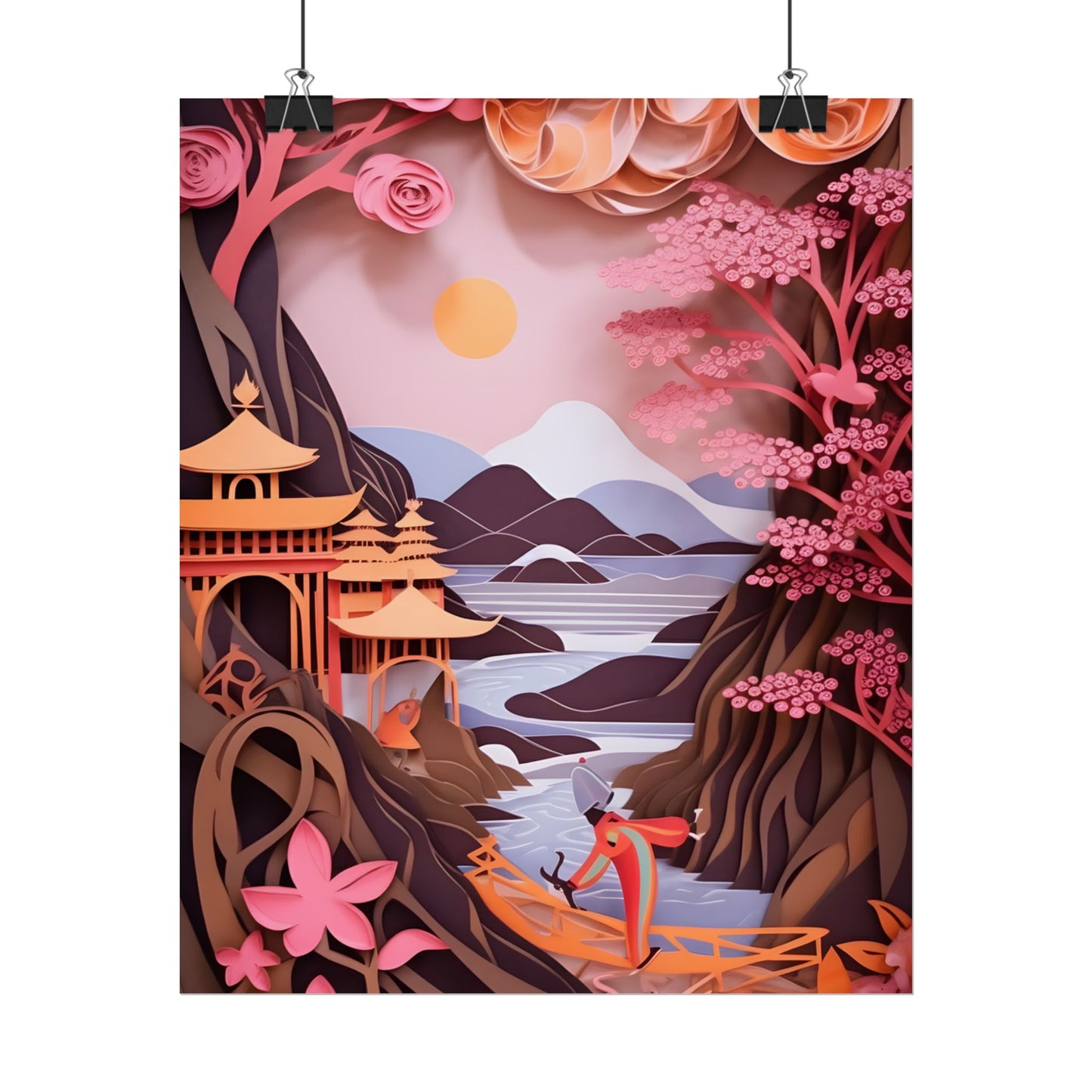 Japanese Vibrance: Eye-Catching Paper Quilled Landscape Art - Poster