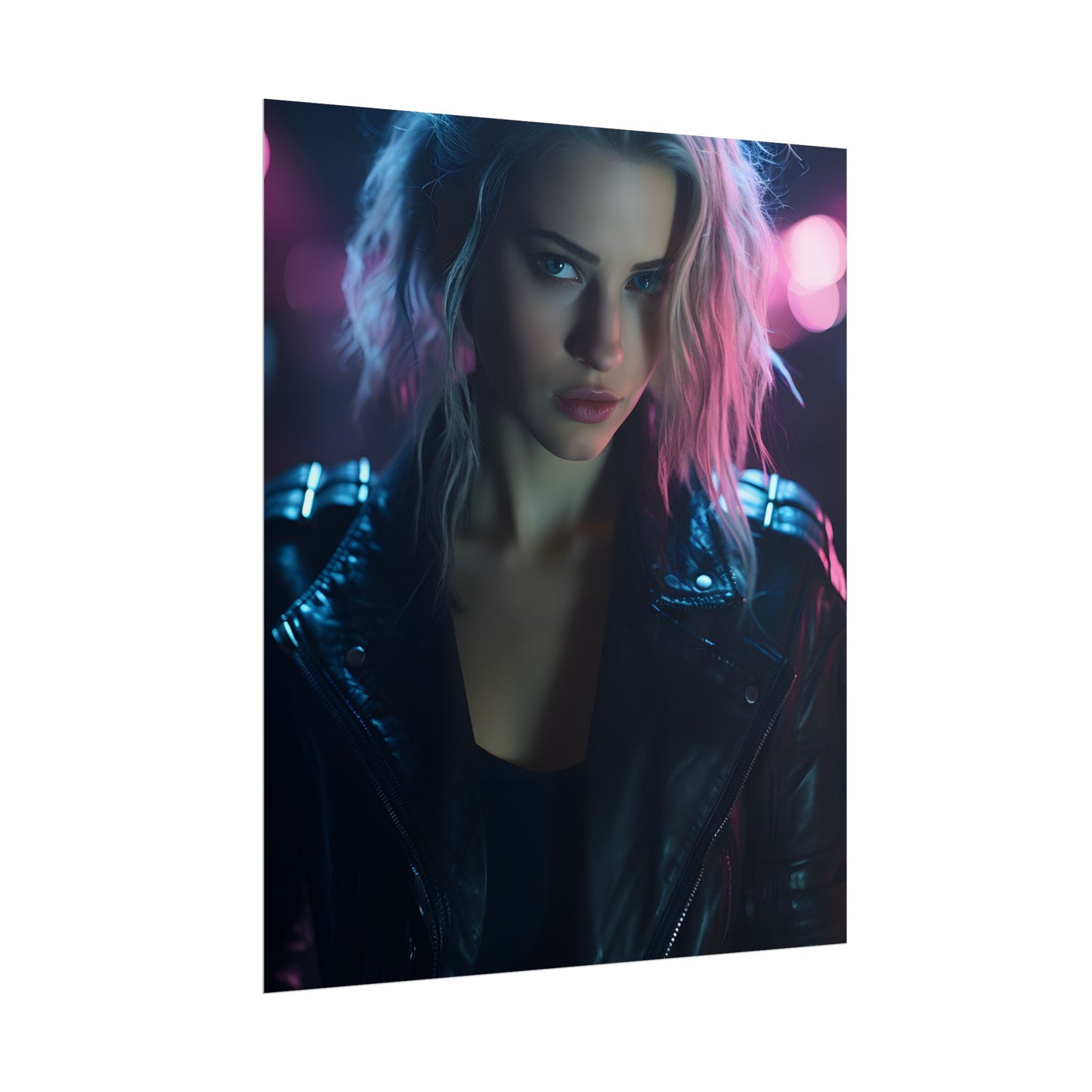 Cyberpunk Teen: Moody Expression Digital Art - Poster