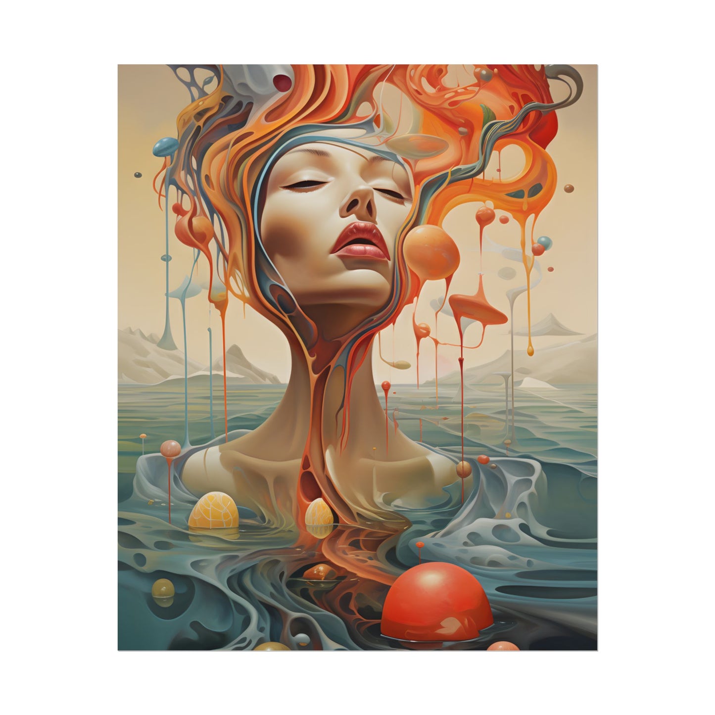 Surreal Dreamscape: Vibrant Psychedelic Colors - Poster