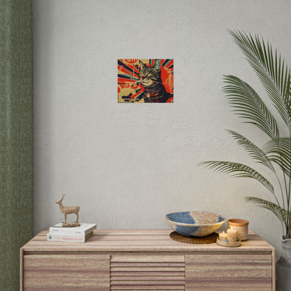 Whimsical Urban Wildlife: Cat Art in a Bolstered Setting - Poster