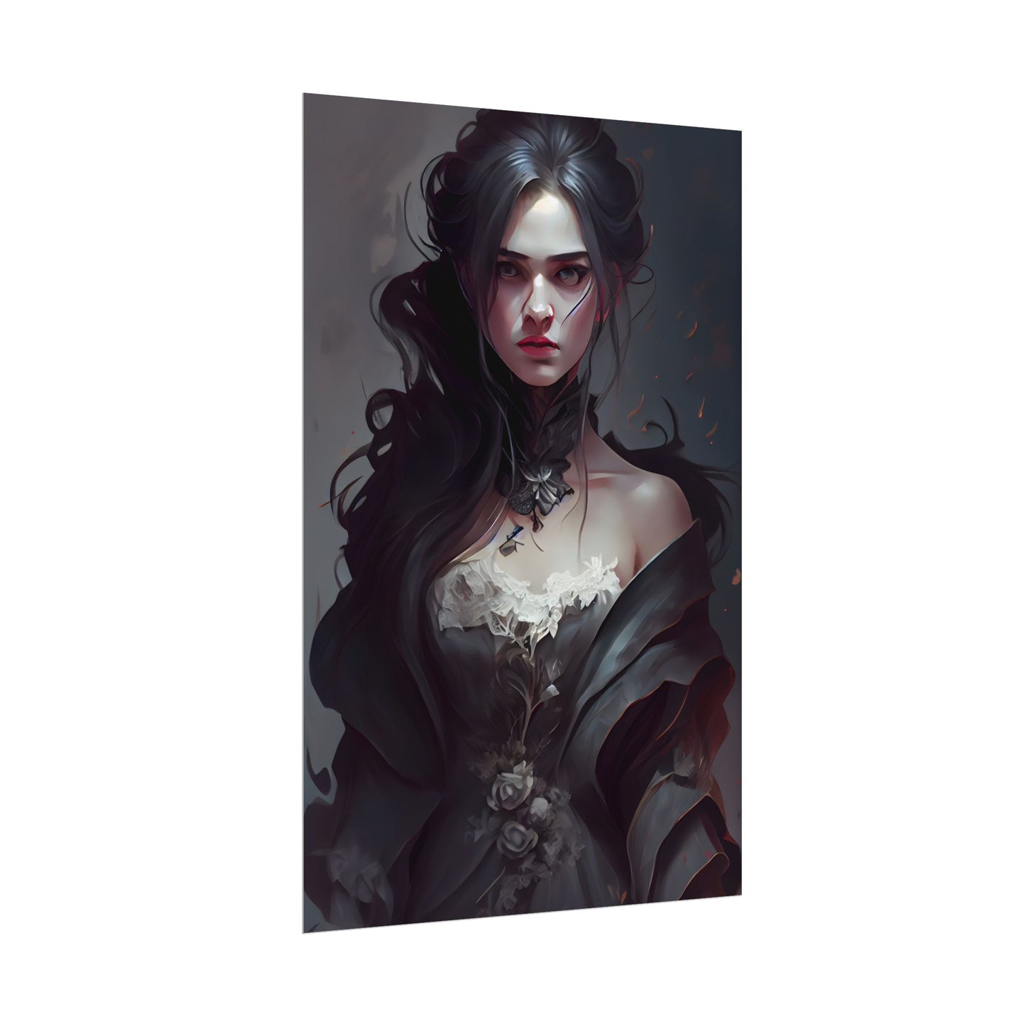 Black Haired Female Portrait: Elegant Outdoor Beauty - Poster