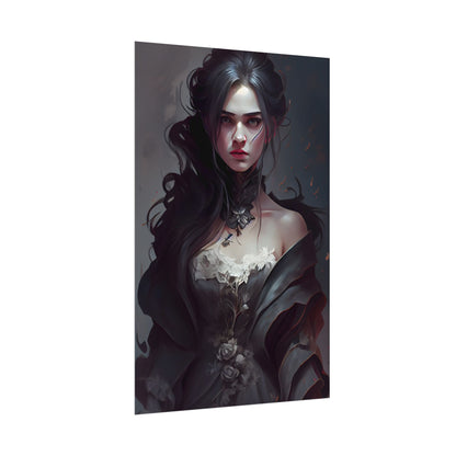 Black Haired Female Portrait: Elegant Outdoor Beauty - Poster