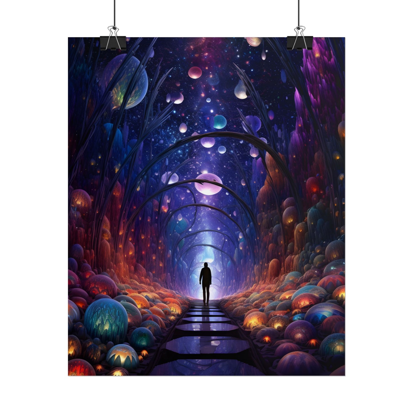 Celestial Art Gallery: Indoor Space with Starry Canvas - Poster