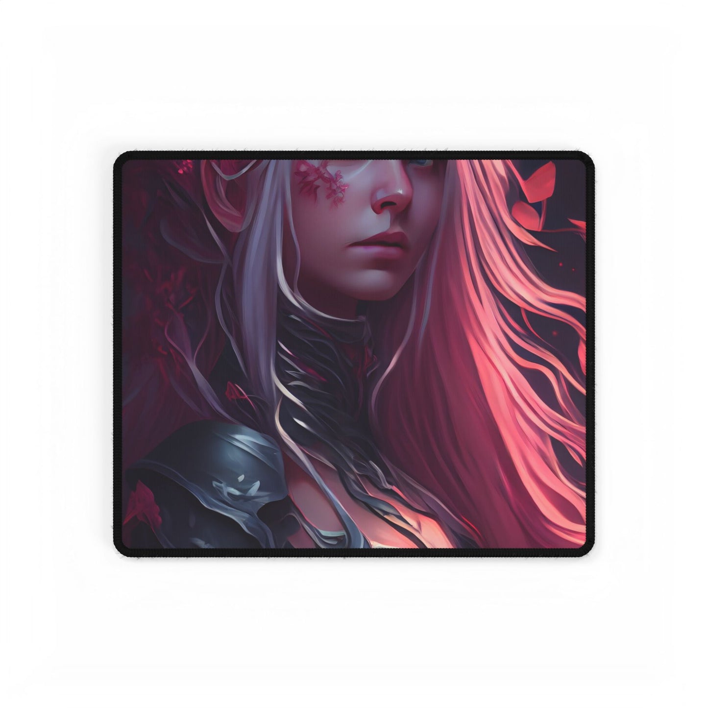 Astonishing Female Portrait with Pink Hair: Artistic Vision - Desk Mat