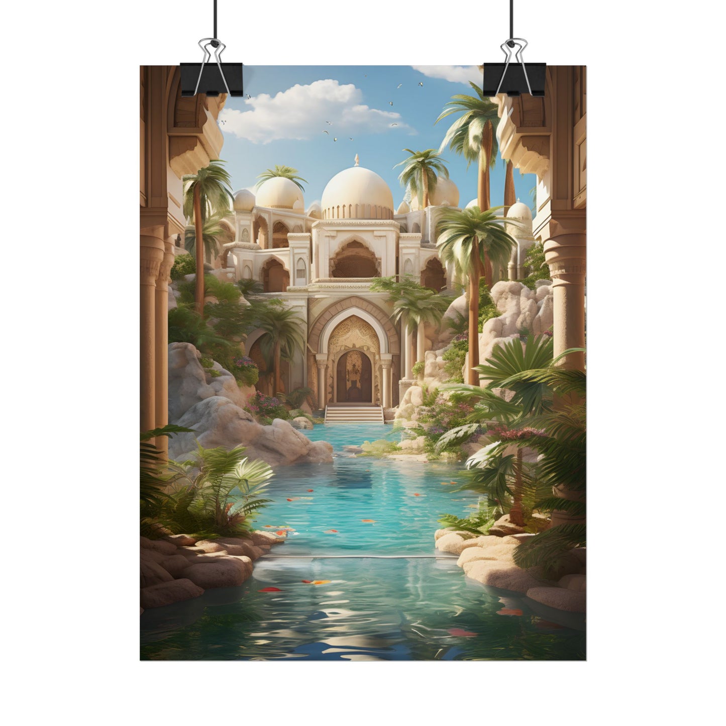 Serene Desert Oasis: Arabian Nights-Inspired Artwork - Poster