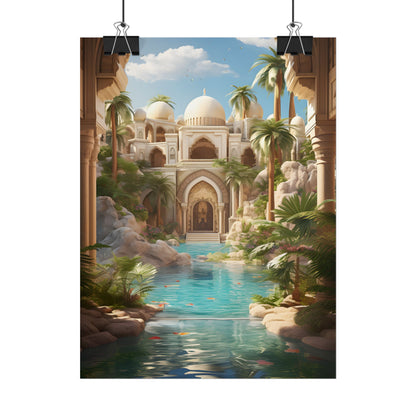Serene Desert Oasis: Arabian Nights-Inspired Artwork - Poster