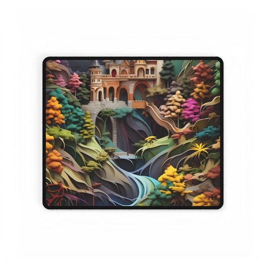 Delicate European Landscape: Paper Quilling Artwork - Desk Mat