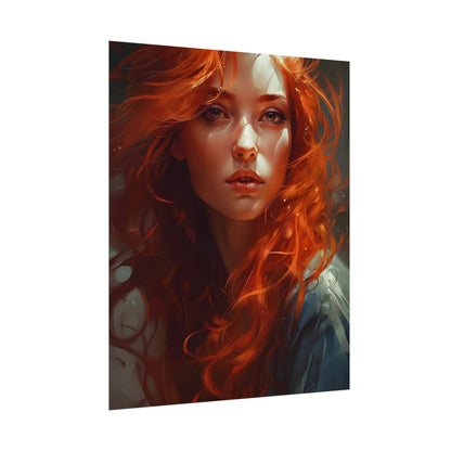 Redhead Female Portrait: Realistic Digital Artwork - Poster