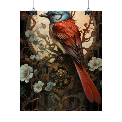 Mystical Songbird Guardian Amulet: Symbolic Artwork - Poster
