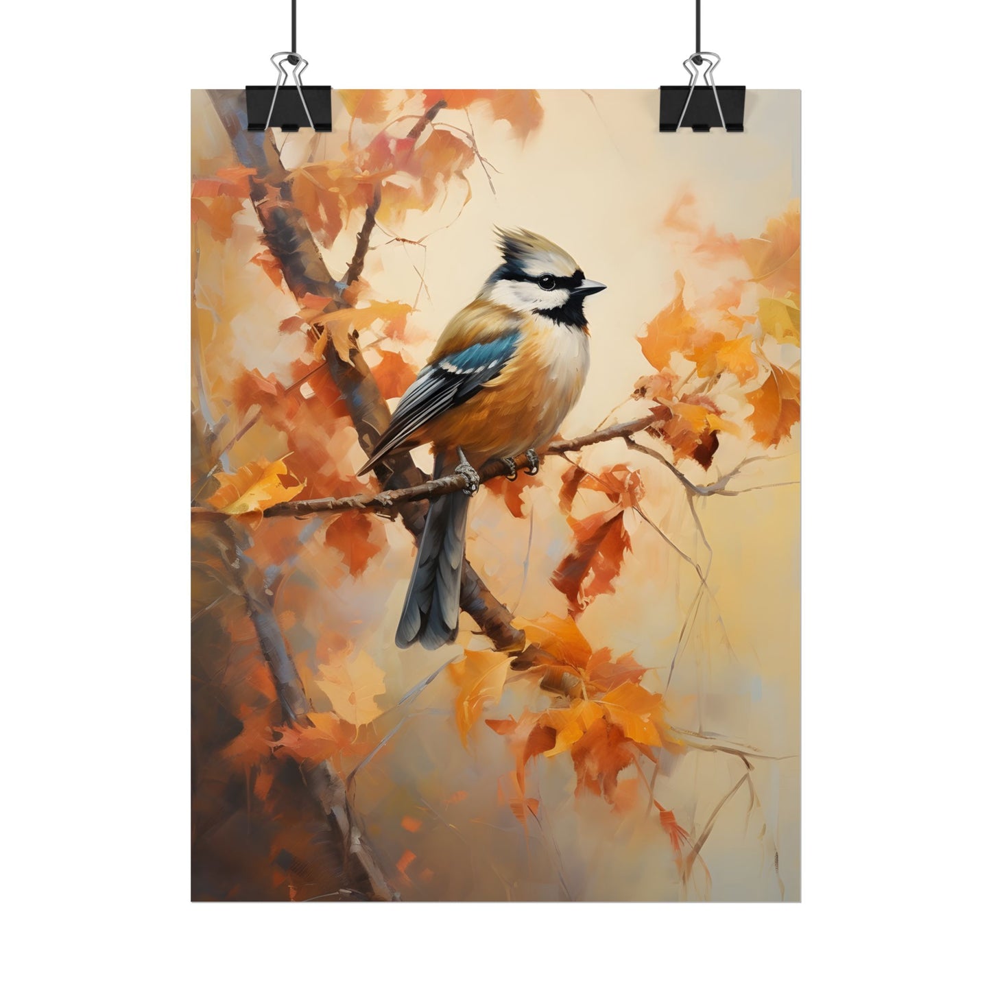 Vibrant Oak Branch: Colorful Leaves Oil Painting - Poster
