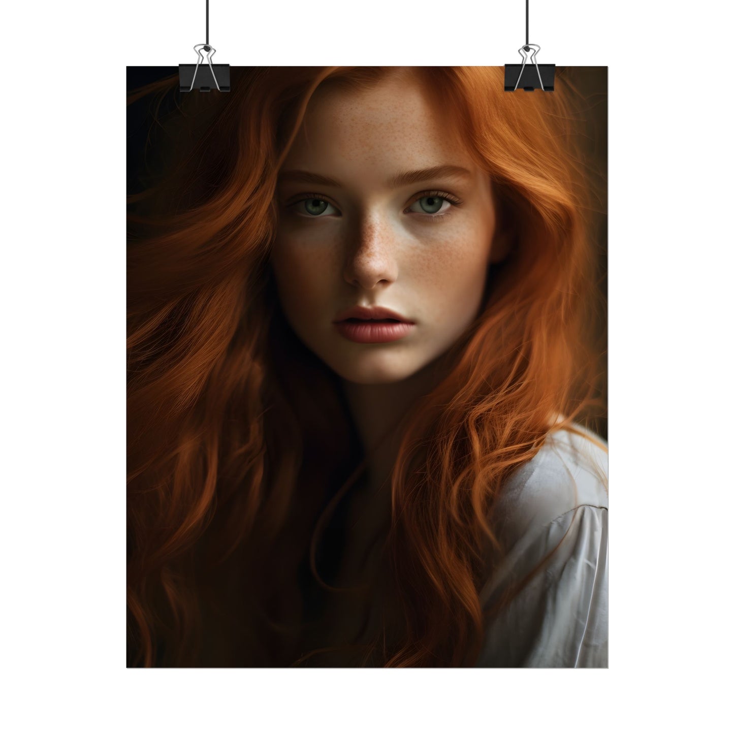 Red Hair Candid Portrait: Natural Light Photo Art - Poster