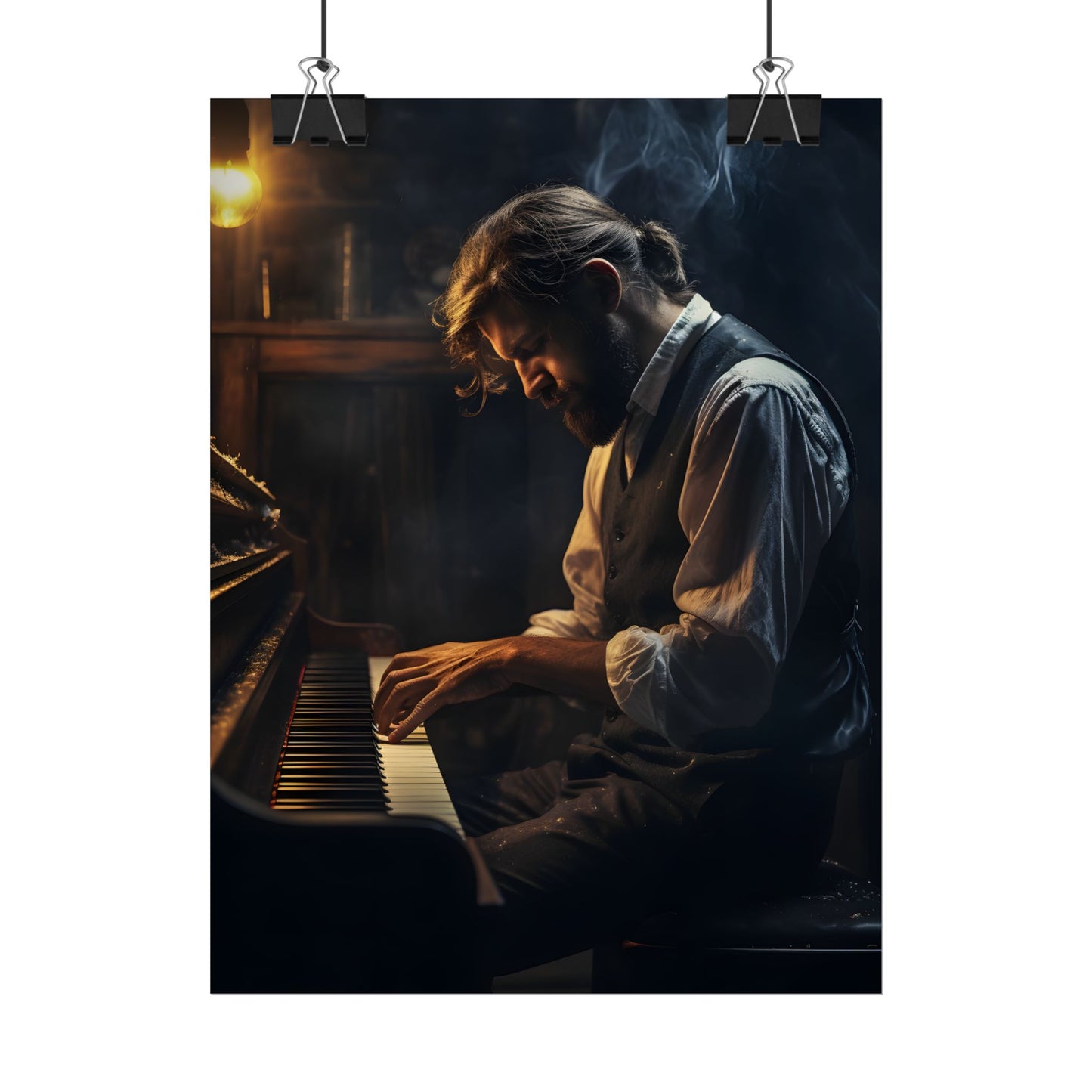 Mysterious Piano Maestro: Musical Artwork - Poster