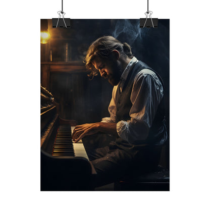 Mysterious Piano Maestro: Musical Artwork - Poster