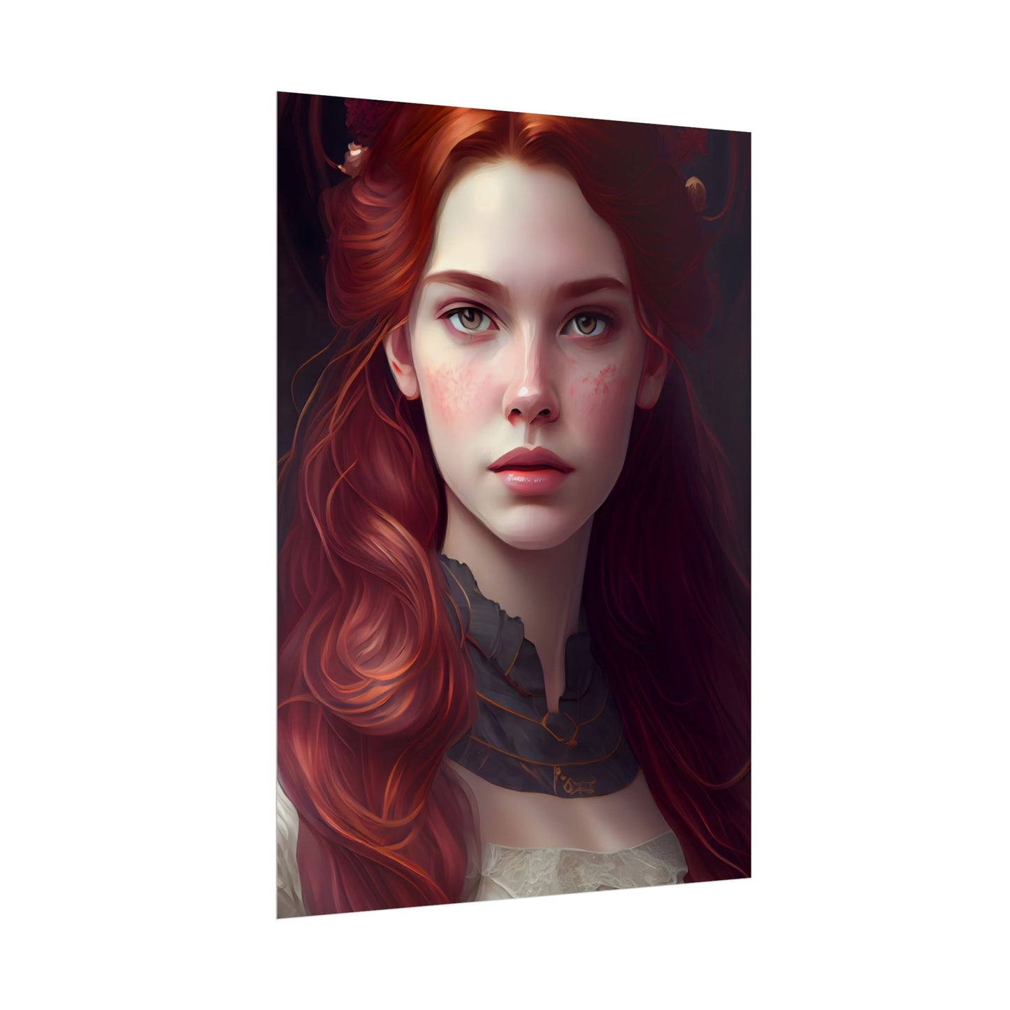 Beautiful Redhead Female Portrait: Classic Timeless Artwork - Poster