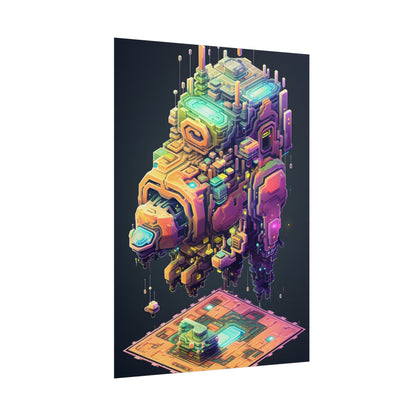 Pixel Punk Pets: Digital Artwork of Cyber-Pets in Pixelated World - Poster