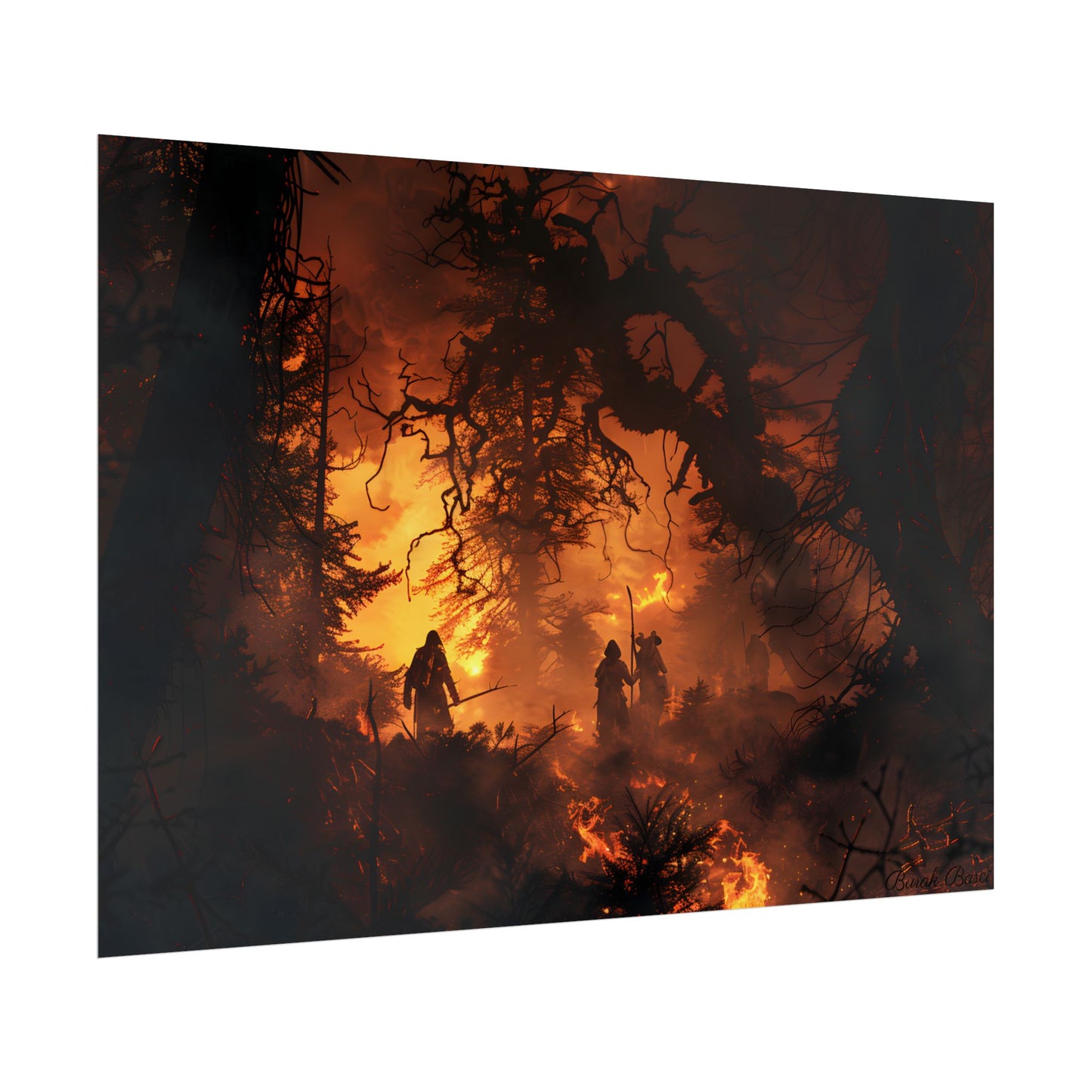 Misty Sunset Forest: Group Gathering - Poster