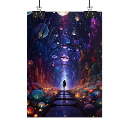 Celestial Art Gallery: Indoor Space with Starry Canvas - Poster
