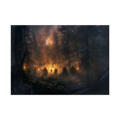 Tranquil Forest Sunset: People Connecting with Nature - Poster