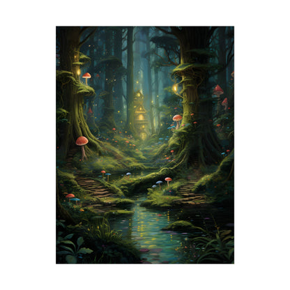 Enchanted Forest: Grimm's Fairy Tale Characters in Serene Woods - Poster