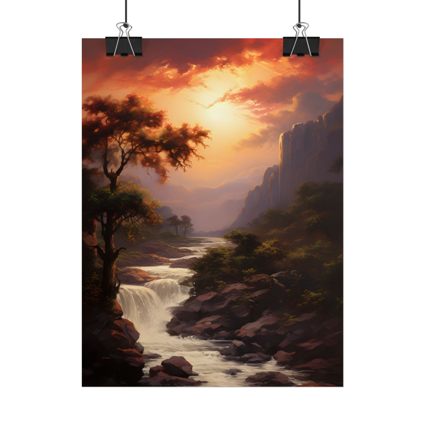 Breathtaking Waterfall Oil Painting: Meticulous Artwork - Poster