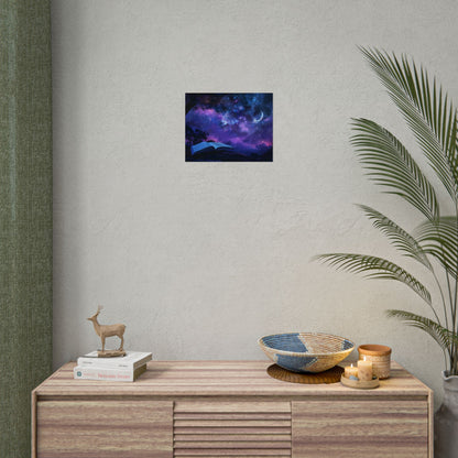 Mystical Night Sky: Stars and Crescent Moon - Poster