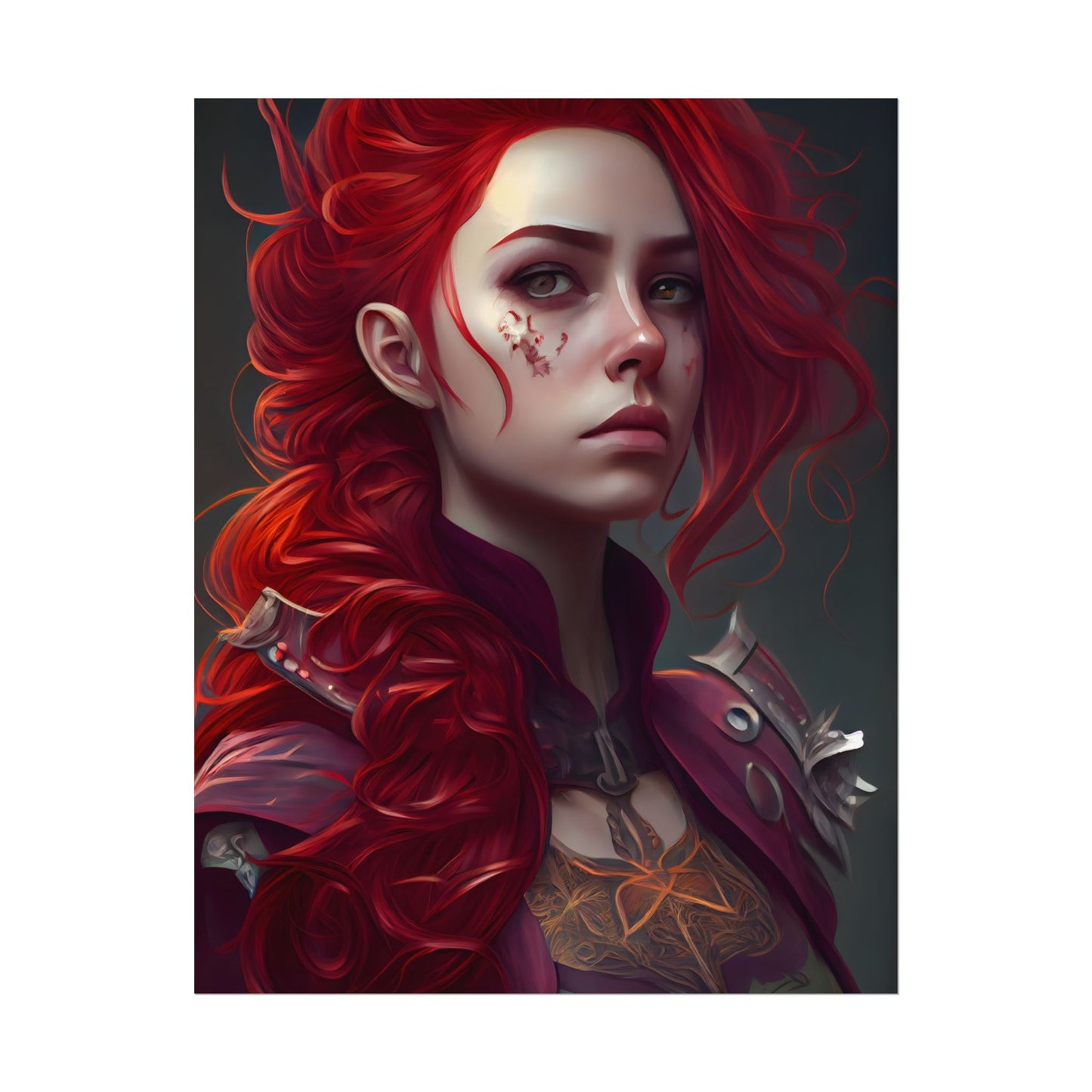 Realistic Red Hair Portrait: Soft Light Artwork - Poster